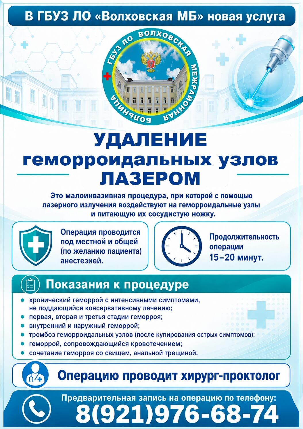Удаление геморроидальных узлов лазером